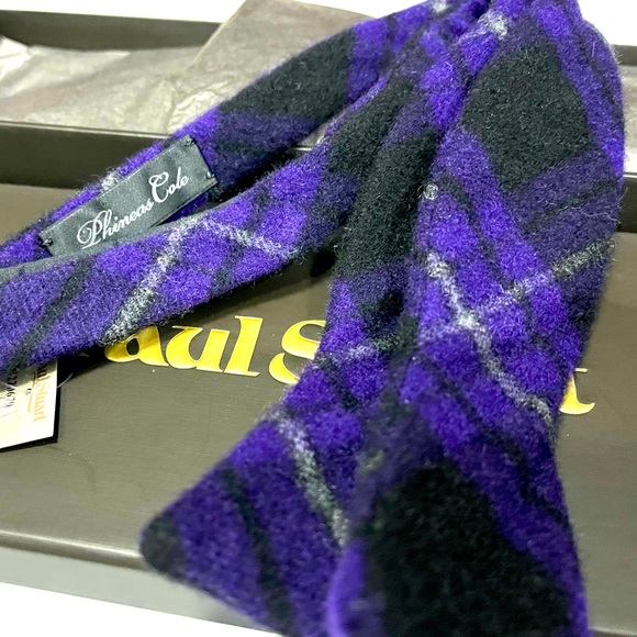 🔥🎁HOLIDAY 25’🎁🔥🆕💯PAUL STUART PHINEAS COLE 100% LUX CASHMERE SELF TIE BOW TIE🔥 - Picture 9 of 17